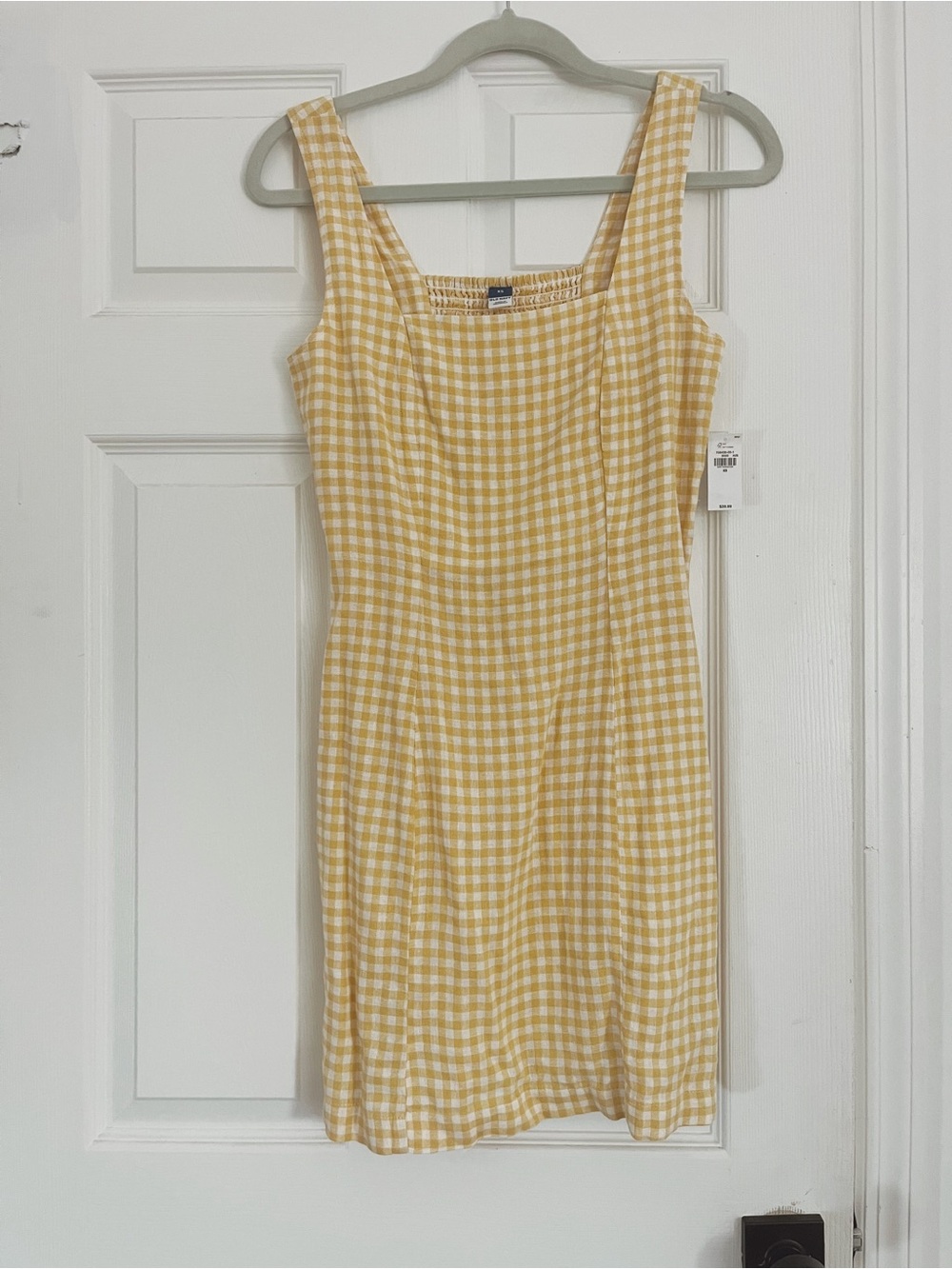 NWT Old Navy Yellow & White Gingham Square-Neck Mini Dress